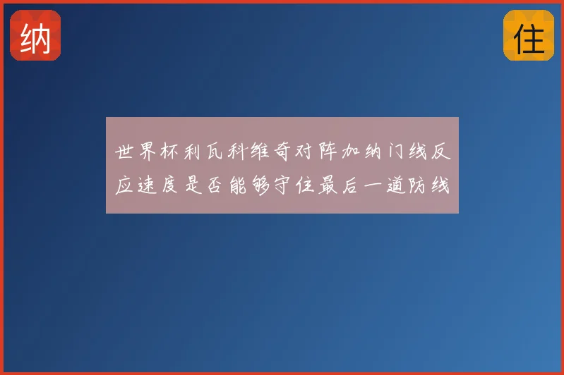 世界杯利瓦科维奇对阵加纳门线反应速度是否能够守住最后一道防线